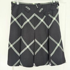 Tocca Black and Green A-Line Skirt